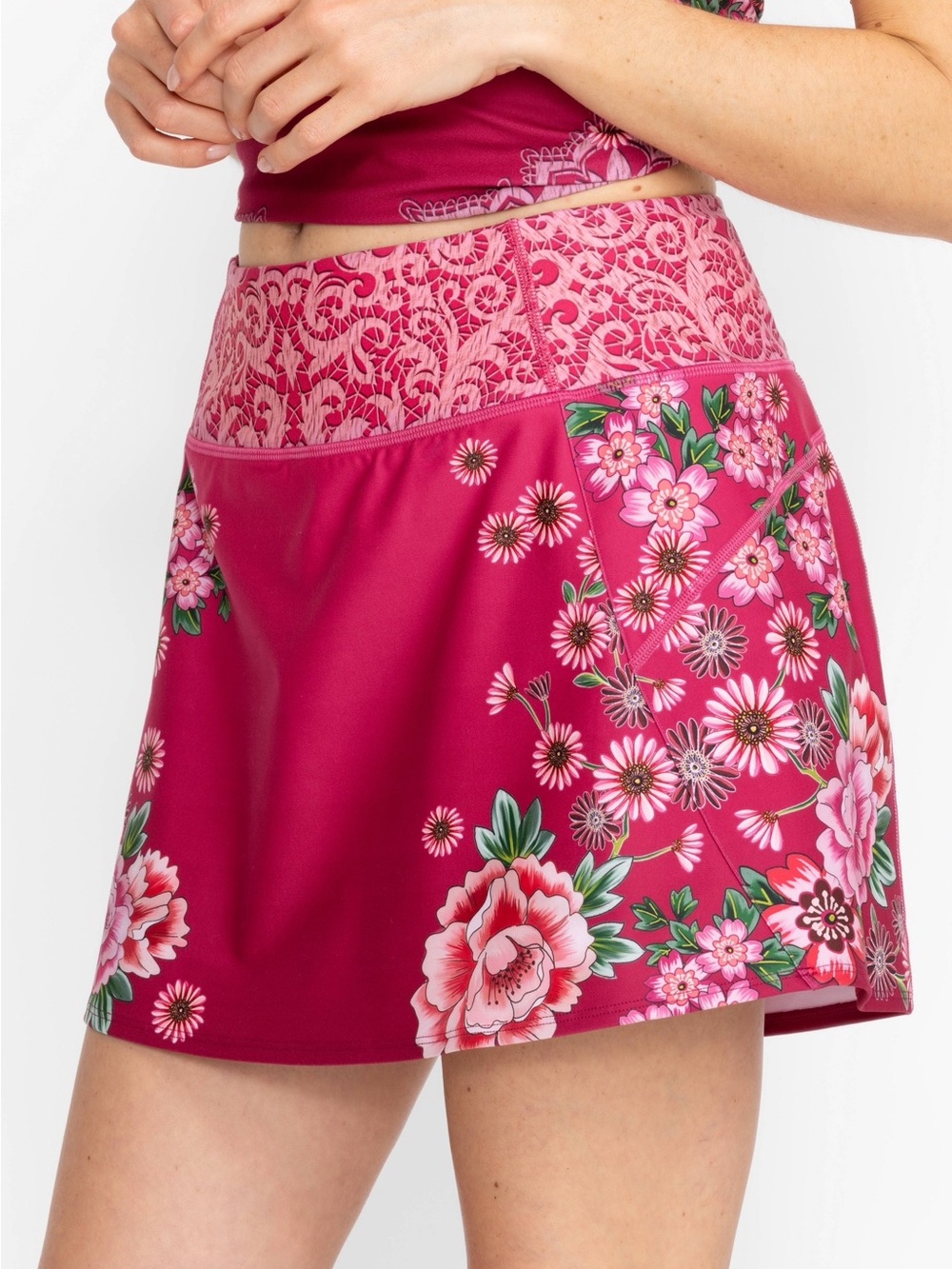 Johnny Was Bee Active Floral Tennis Golf Pickleball Skort Fuchsia Pink, Small - Picture 1 of 10